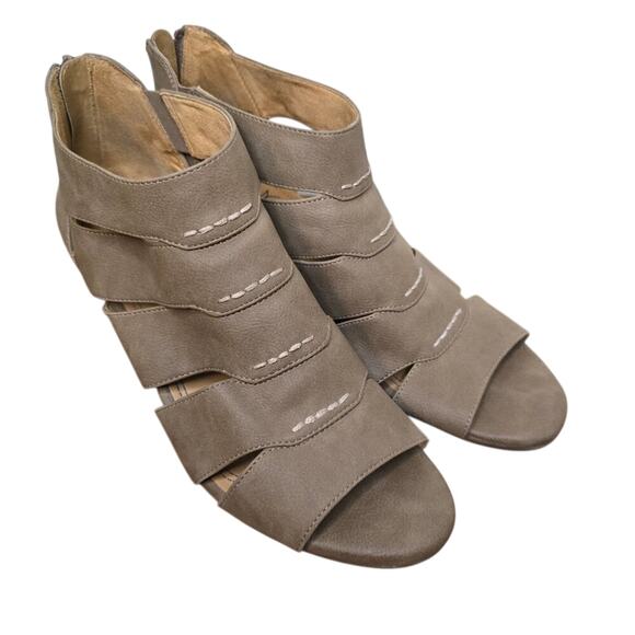 Natural Soul Shoes - Natural Soul Heeled Sandals Dori Mushroom Memory Foam Arch Support Size 10